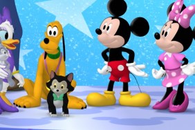 MICKEY MOUSE CLUBHOUSE - "Minnie's Pet Salon" - Minnie and the Clubhouse pals get their pets ready for Pluto's All-Star Pet Show at Minnie's Pet Salon. This episode of Disney Junior's "Mickey Mouse Clubhouse" airs FRIDAY, APRIL 5 on Disney Junior (8:30 AM - 9:00 AM ET/PT). (Image by Disney Junior via Getty Images) This episode of Disney Junior's "Mickey Mouse Clubhouse" airs Friday, November 22 on Disney Junior (9:00 AM - 9:30 AM ET/PT). (Image by Disney Junior via Getty Images) MOUSEKA, MR. PETTYBONE, MOOSKA, FIONA THE FROG, GOOFY, MISHKA, CLARABELL COW, BOO BOO CHICKEN, DONALD DUCK, CAPTAIN JUMPS-A-LOT, DAISY DUCK, PETE THE CAT, PLUTO, FIGARO, MICKEY MOUSE, MINNIE MOUSE