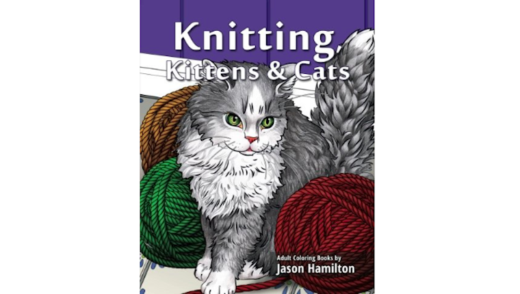 Cat knitting coloring book