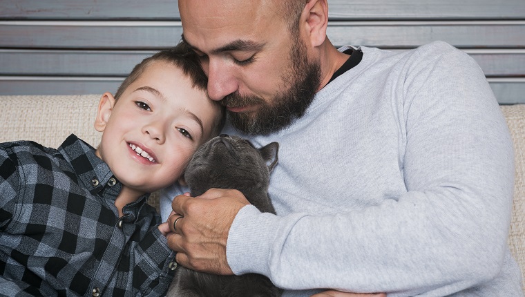 Father and son portrait, fathers day concept, real family