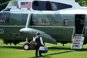 "Willow" the Biden's cat is taken to Marine One before US President Joe Biden and First Lady Jill Biden boarded Marine One on the South Lawn of the White House in Washington, DC on June 17, 2022. - The Bidens are spending the weekend in Rehoboth Beach, Delaware. (Photo by MANDEL NGAN / AFP)